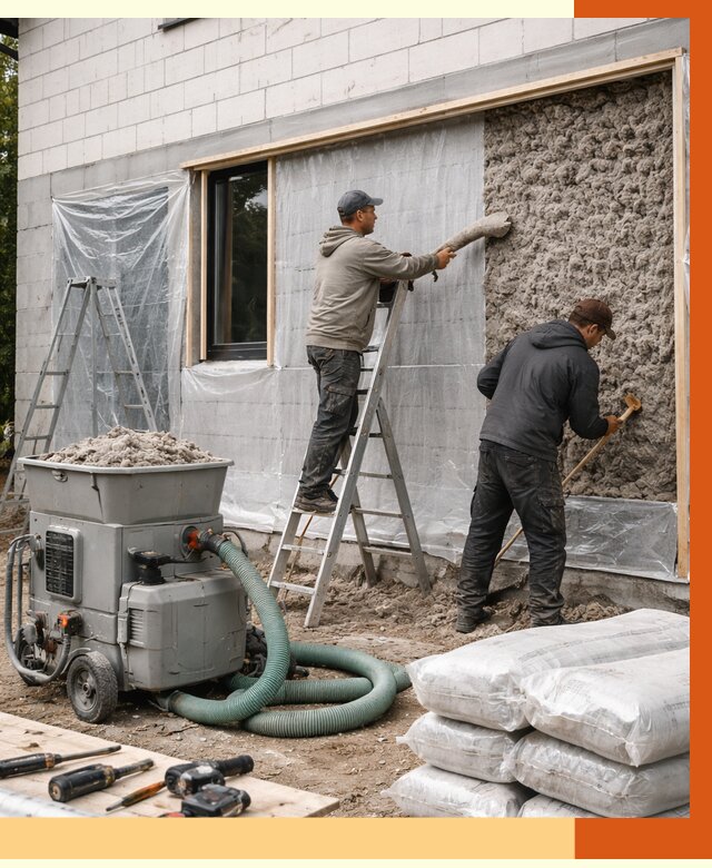 Утепление дома из газобетона эковатой в Рассказове от 4597 руб./м2 | ТепломастерРсз