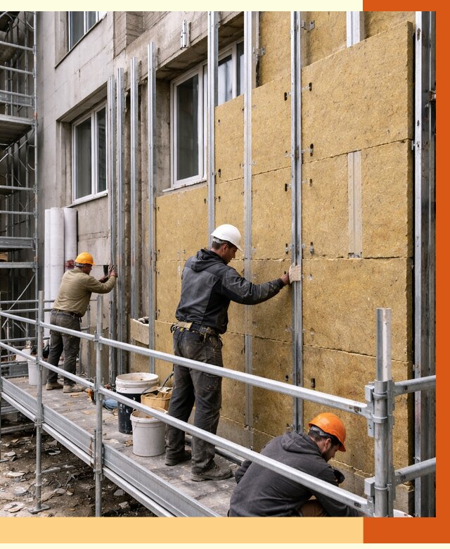Утепление вентилируемого фасада в Рассказове от 5720 руб/м2 — монтаж и утепление вентфасад | ТепломастерРсз